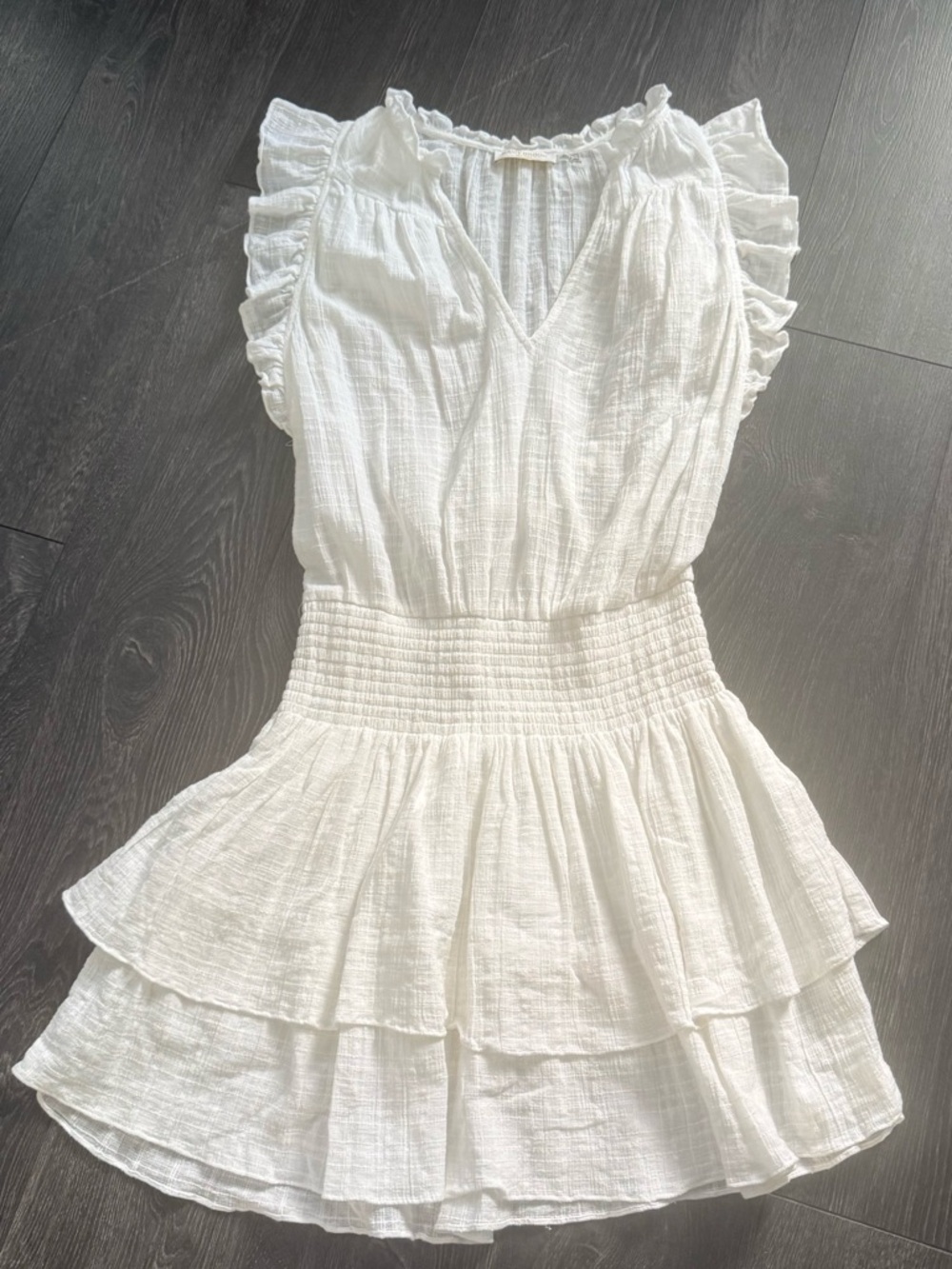 Ramy Brook White Ruffle Tiered Summer Dress